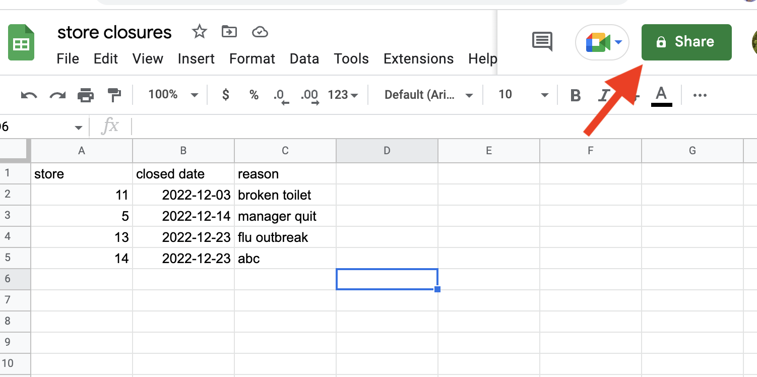 Share google sheet