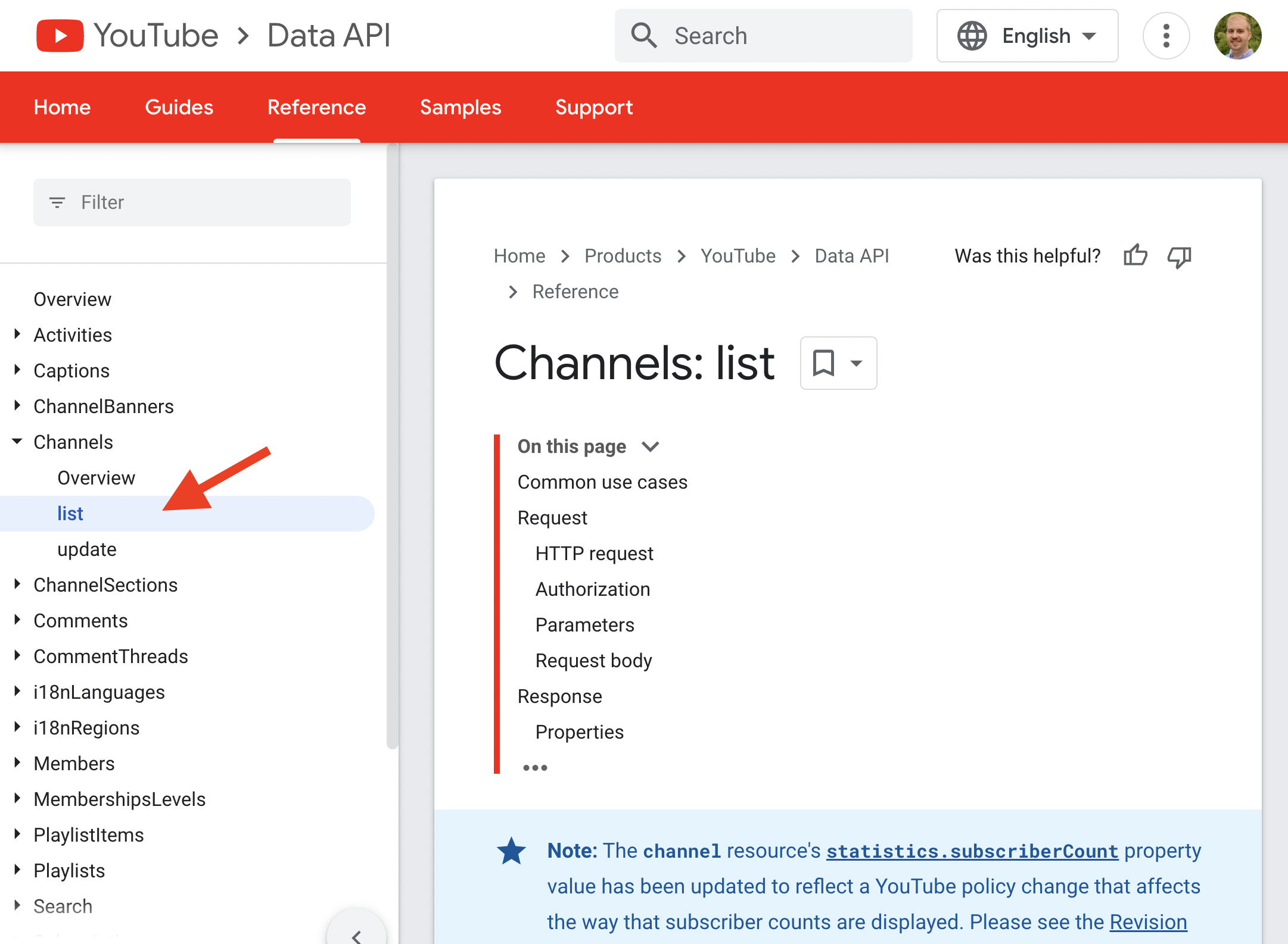 channels.list